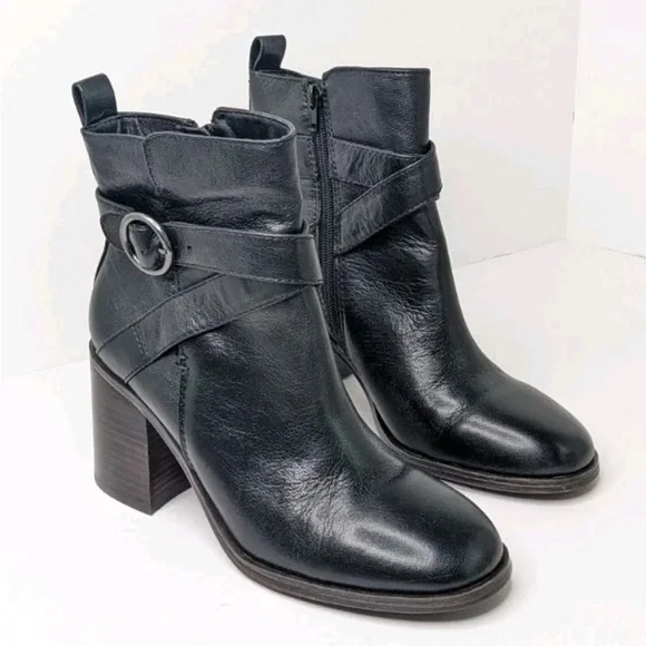 Crown Vintage Courla Bootie Side Buckle & Zipper Leather Ankle Boots NIB Size 8 - Picture 3 of 9